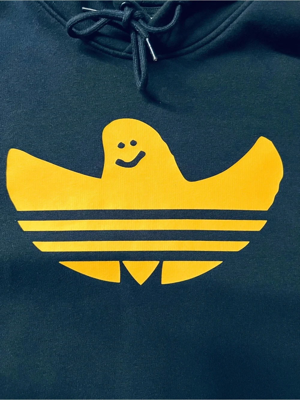 Adidas Mark Gonzalez Shmoo Trefoil Navy Blue Hoodie with Yellow Logo